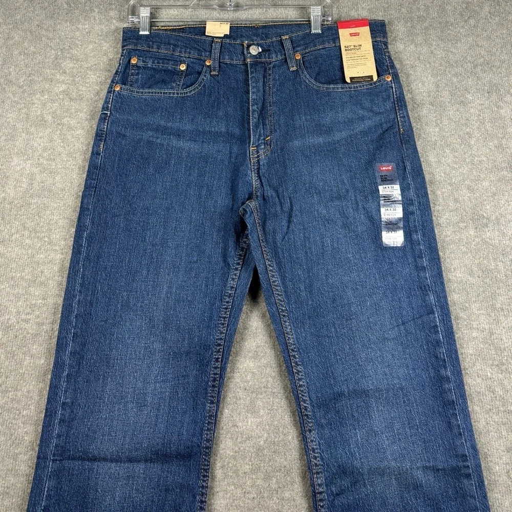 Levis 527 Slim Bootcut Jeans Medium Wash Denim 34x32 Blue Mens